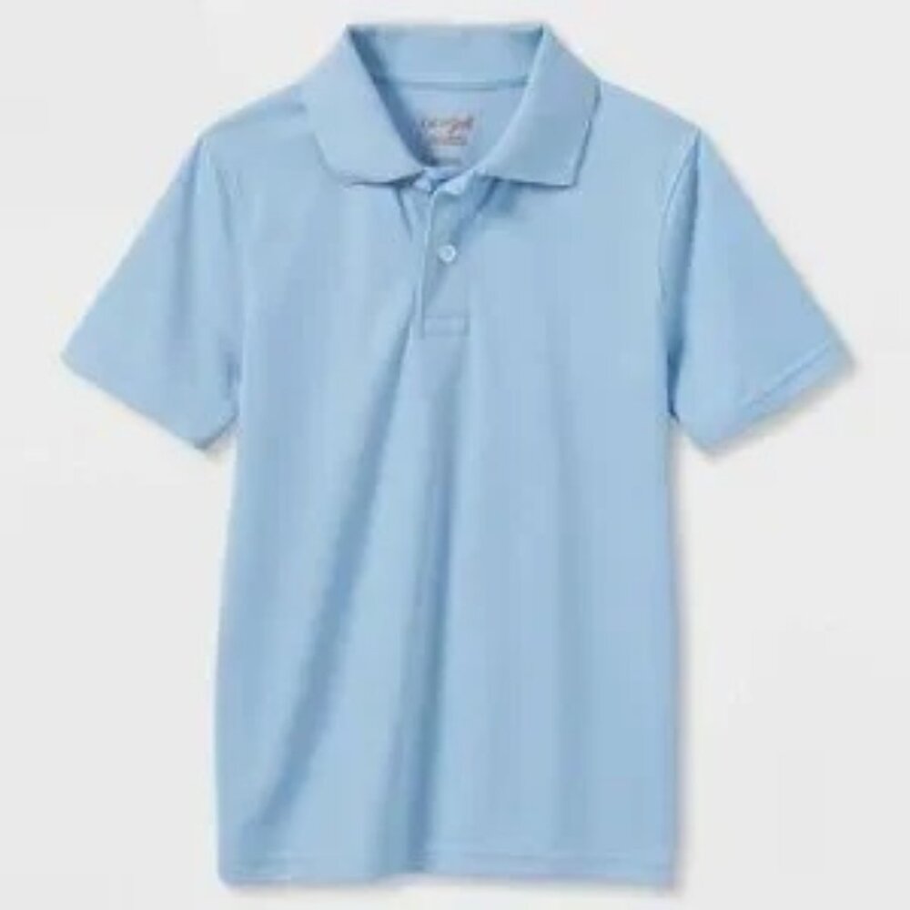 NEW! SET OF 2 Large Performance Uniform Polo Shirt, Light Blue Cat & Jack